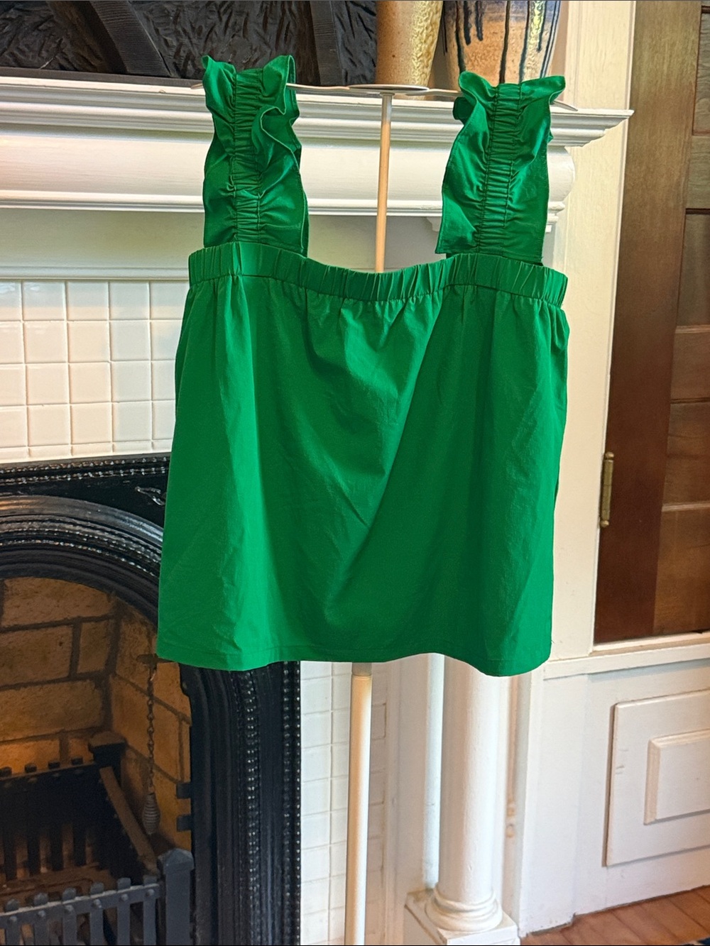 TCEC Bright Green Ruffle Strap Summer tank- worn once.